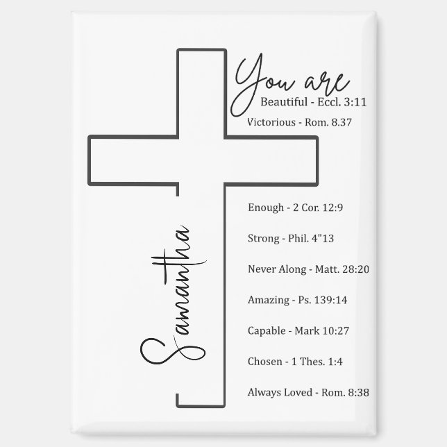 You are beautiful cross personalised magnet (Front)