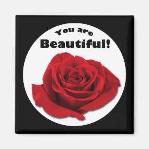 "You are Beautiful" Red Rose Magnet