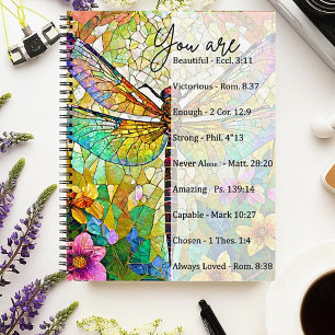 You are beautiful...Stained glass dragonfly Notebook