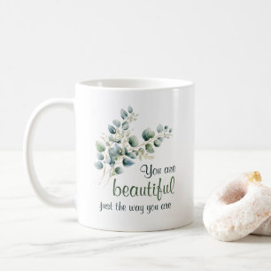 You Are Beautiful Watercolor Eucalyptus Leaves Coffee Mug