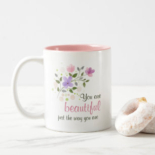 You Are Beautiful Watercolor Wildflowers Two-Tone Coffee Mug