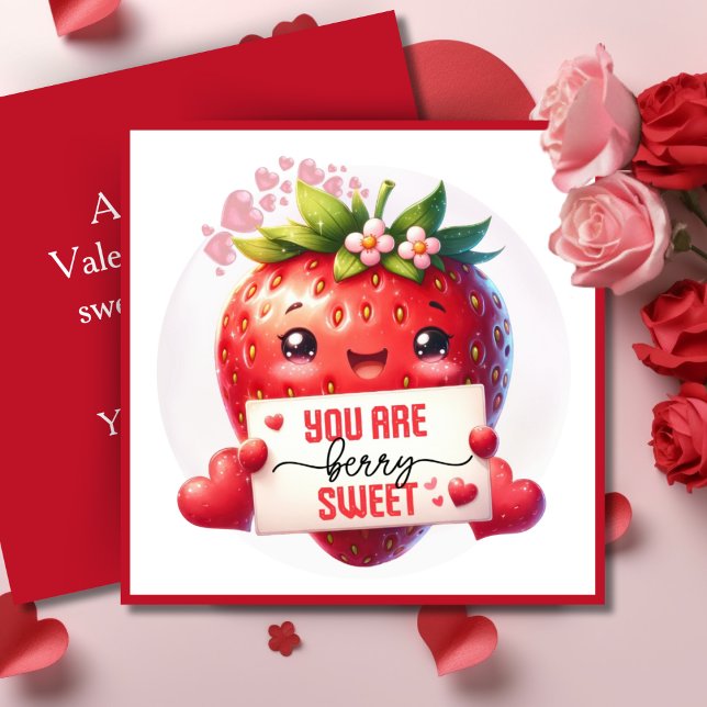 You Are Berry Sweet Valentine's Day Pun Custom Holiday Card (You Are Berry Sweet Valentine's Day Pun Custom Holiday Card. Add your name & a special message!)