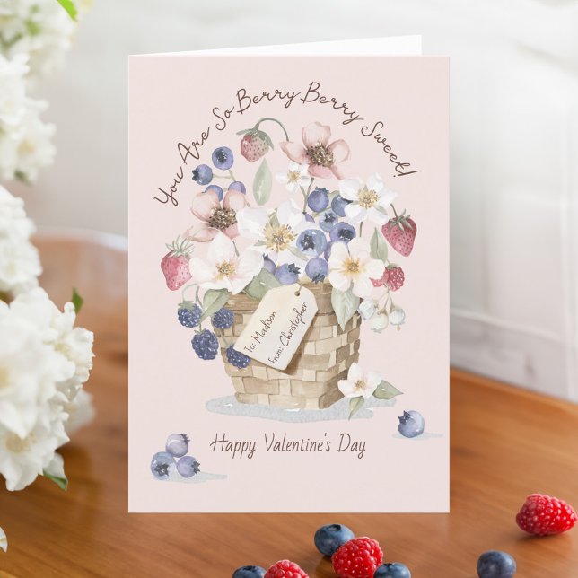 You Are Berry Sweet Wild Berry Basket Valentines Holiday Card (You Are Berry Sweet Wild Berry Basket Valentines Holiday Card)