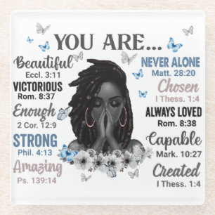 You Are Black Queen Melanin Women God Says Glass Coaster