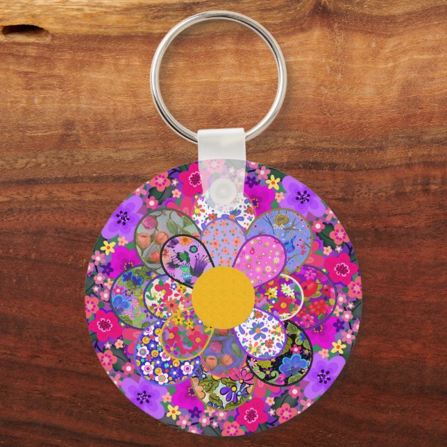 You Are Booming Beautiful Quilted Flower Beautiful Key Ring (Front)