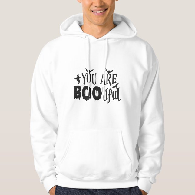 You Are Bootiful Halloween Clever Black Typography Hoodie (Front)