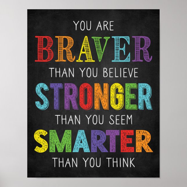 You Are Braver Stronger Smarter Classroom Poster (Front)