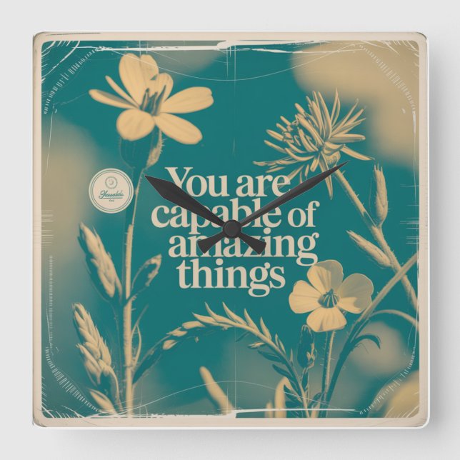 You Are Capable Of Amazing Things Square Wall Clock (Front)
