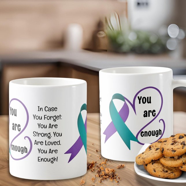 "You Are Enough" Healing Hope Minimalist Quote Coffee Mug ("You Are Enough" Coffee Mug, Mental Health Matters, Suicide Awareness, End The Stigma)