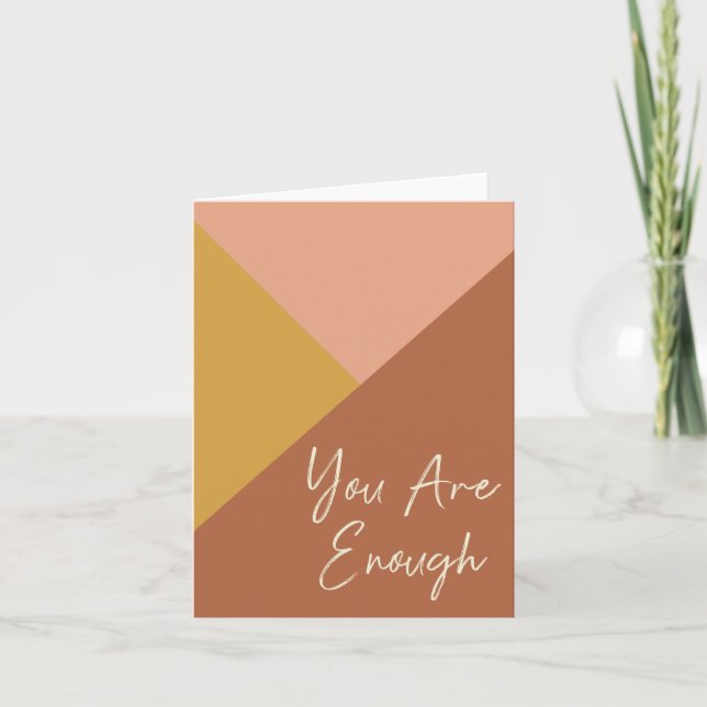 You Are Enough Inspirational Quote Modern Earthy Note Card (Front)