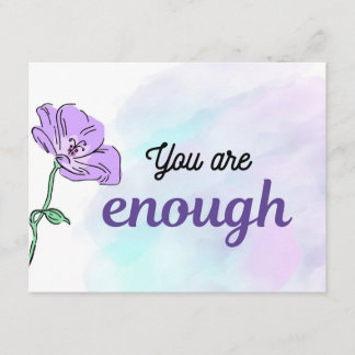 You Are Enough Purple Floral | Self Love Gift Enclosure Card