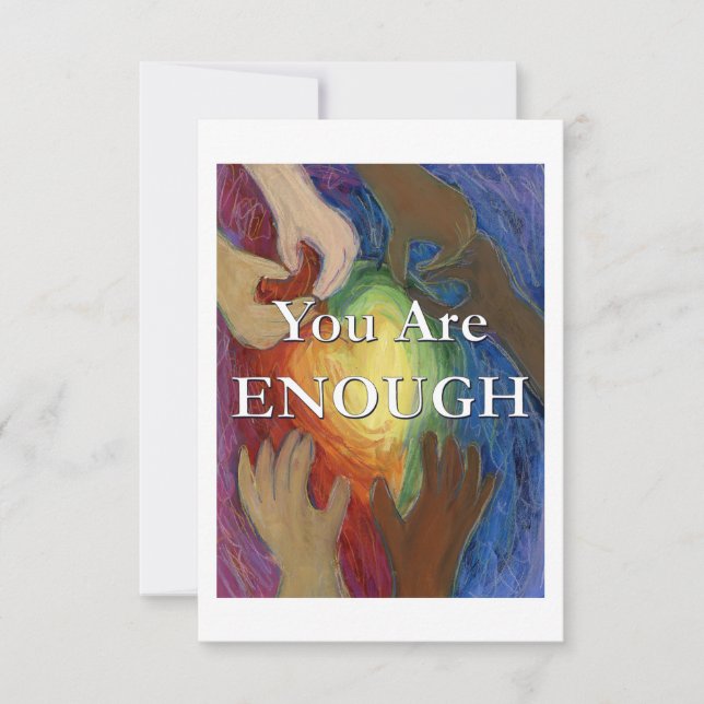 You Are Enough Rainbow Hearts Note Card (Front)
