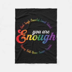 You Are Enough Rainbow Pride Flag Ally Gay Lgbtq M Fleece Blanket