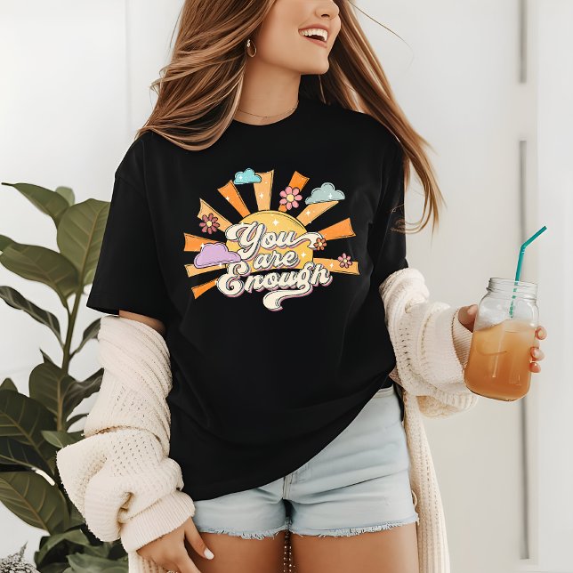 You Are Enough Retro Typography Mental Health T-Shirt (Creator Uploaded)