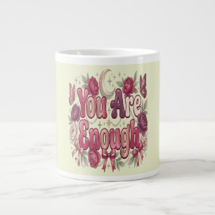 You Are Enough Self Love Bubble Typography for W Large Coffee Mug