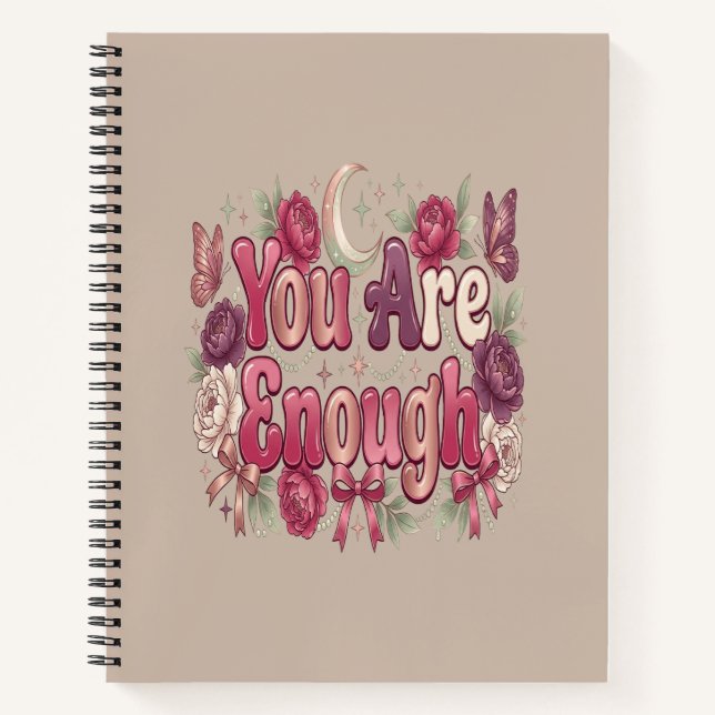 You Are Enough | Self Love Bubble Typography for W Notebook (Front)