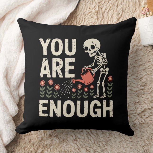 You Are Enough Skeleton – Gothic Positive Affirma Cushion (Blanket)