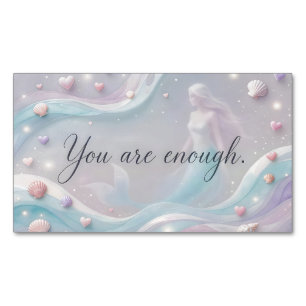 You Are Enough Soft Pastel Mermaid Affirmation Magnetic Business Card