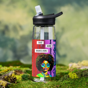 You Are Fabulous   Woman of Color Colorful Water Bottle
