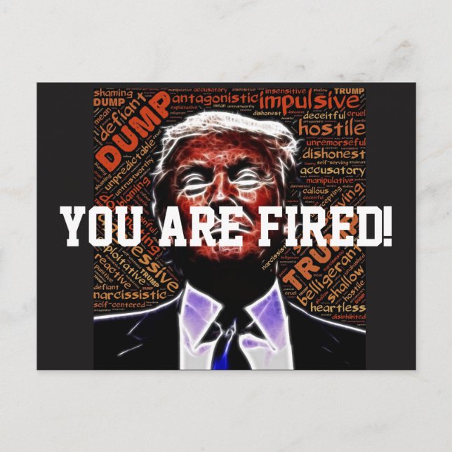 "You Are Fired" & Evil Trump Face Postcard (Front)