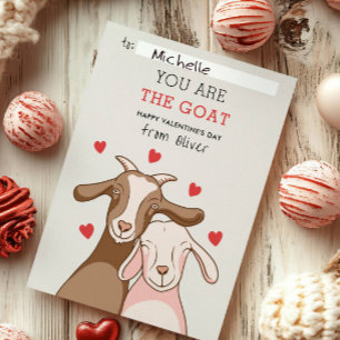 You Are GOAT Pun FUNNY KID classroom valentines Card