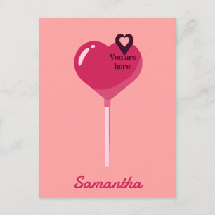 You Are in My Pink Lollypop Heart Love Postcard