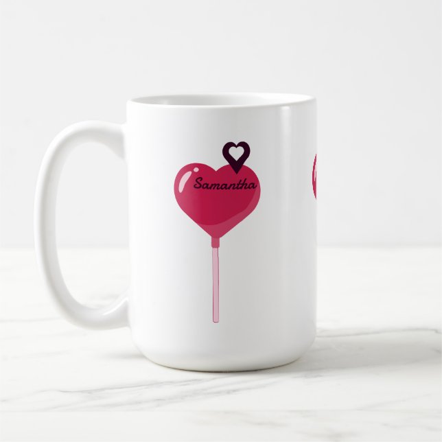 You Are in My Pink Lollypop Heart Personalized Coffee Mug (Left)