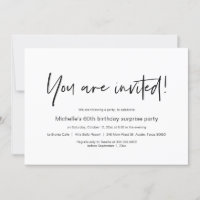 You are invited, Surprise Birthday Party Invitatio