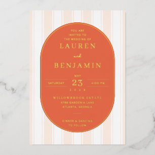 You Are Invited to the Weddi Warm Coral Stripes