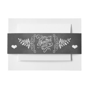 You Are Invited Vintage Modern Chalkboard Invitation Belly Band
