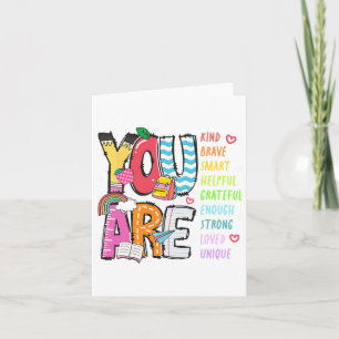 You Are Kind Brave Smart Helpful Loved Kindergarte Card