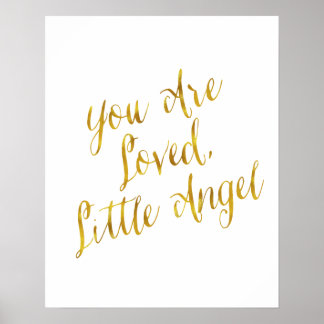 You Are Loved Angel Quote Faux Gold Foil Sparkly Poster