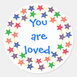 You are loved, colourful stars stickers