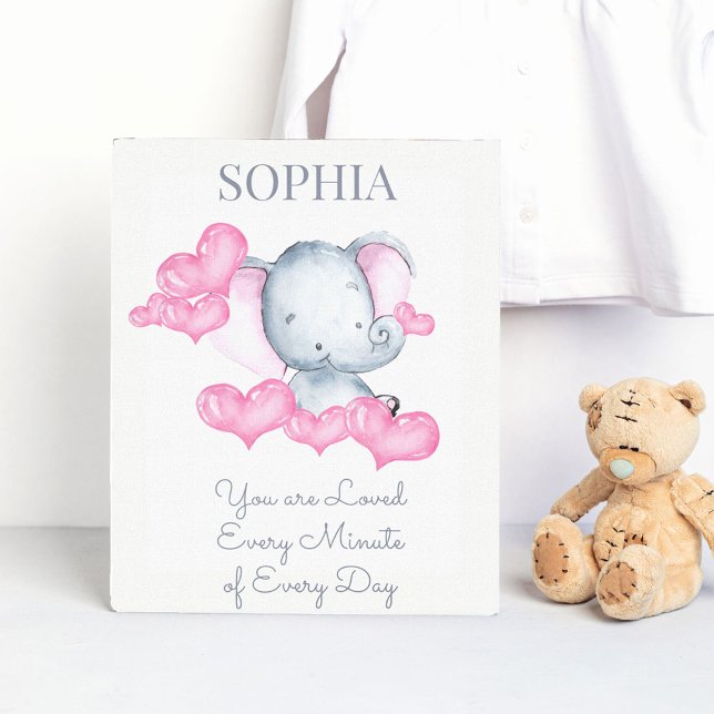 You are Loved Cute Baby Girl Elephant Personalised Canvas Print (Creator Uploaded)