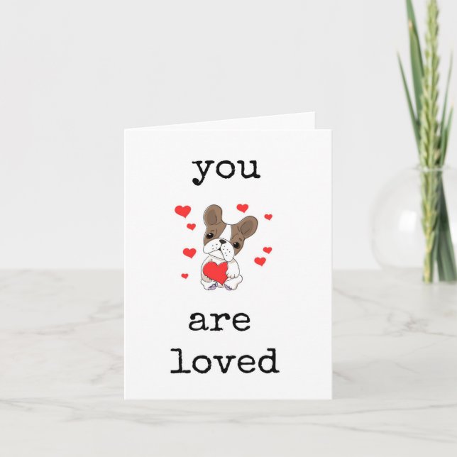You Are Loved, Cute Dog with Heart Card (Front)