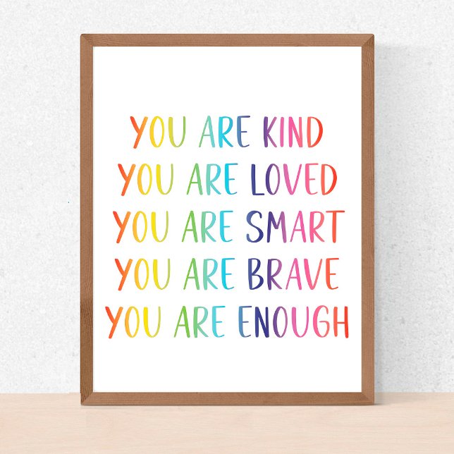 You Are Loved Fun Rainbow Affirmations Nursery Poster (Creator Uploaded)