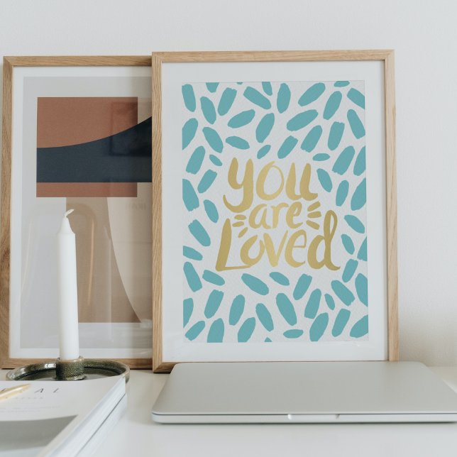 You Are Loved Motivational Gold Typography Poster (Creator Uploaded)