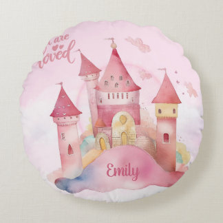 You are Loved Palace on the Pink Cloud Burp Cloth Round Cushion