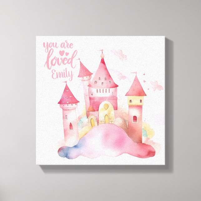 You are Loved Palace Pink Cloud customisable Canvas Print (Front)