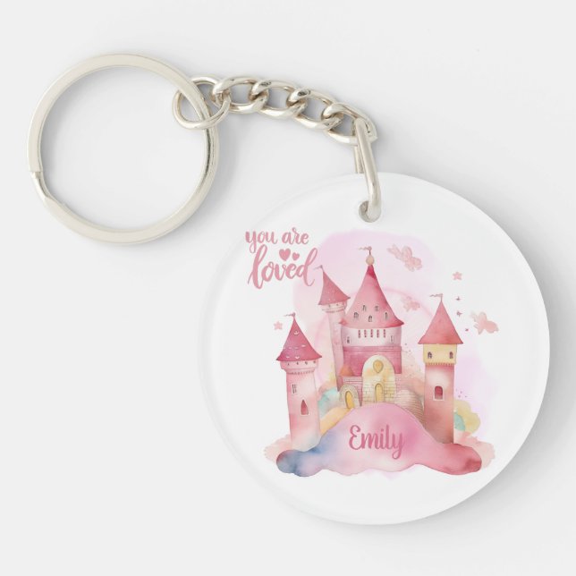 You are Loved Palace Pink Cloud customisable Key Ring (Front)