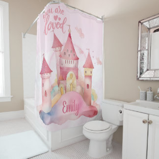 You are Loved Palace Pink Cloud customisable Shower Curtain