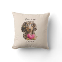 You Are Loved Pillow – Adorable Dachshund Gift 