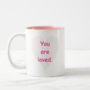 You are loved, Pointillism Heart Mugs