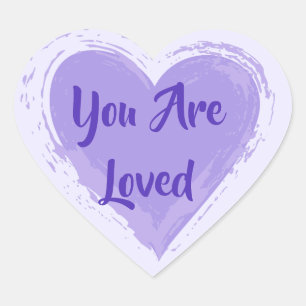 "You Are Loved" Purple Heart Heart Sticker
