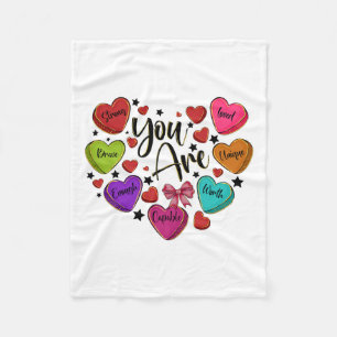 You Are Loved Worthy Enough Candy Heart Teacher Va Fleece Blanket