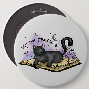 You Are Magical –Mystical Black Cat & Vintage Book 6 Cm Round Badge