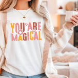 You Are Magical Retro Groovy Flower Typography T-Shirt<br><div class="desc">You Are Magical Retro Groovy Flower Typography Women's Fashion T-Shirt Top features the text "You are magical" in a retro script typography accented with groovy flowers. Perfect as a gift for her for birthday,  Christmas,  Mother's Day,  best friends,  sisters and more. Designed by Evco Studio www.zazzle.com/store/evcostudio</div>