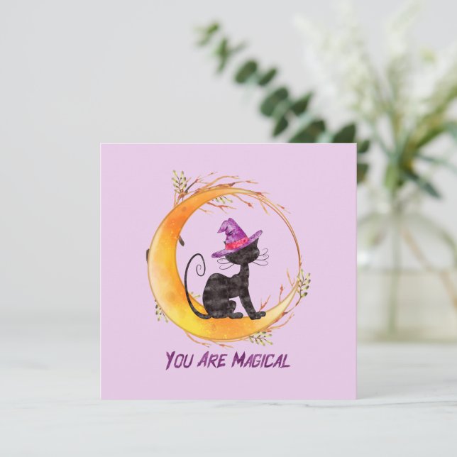 You Are Magical – Witch Black Cat on Crescent Moon (Standing Front)