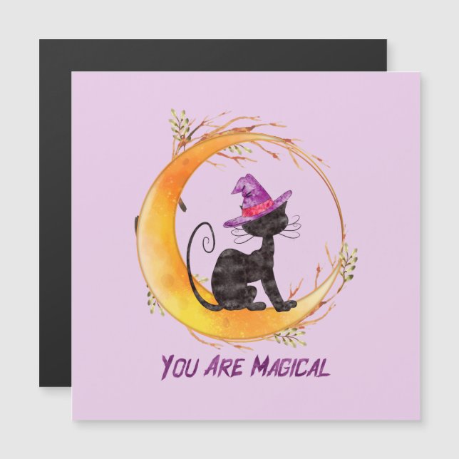 You Are Magical – Witch Black Cat on Crescent Moon (Front/Back)