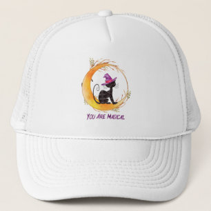 You Are Magical – Witch Black Cat on Crescent Moon Trucker Hat